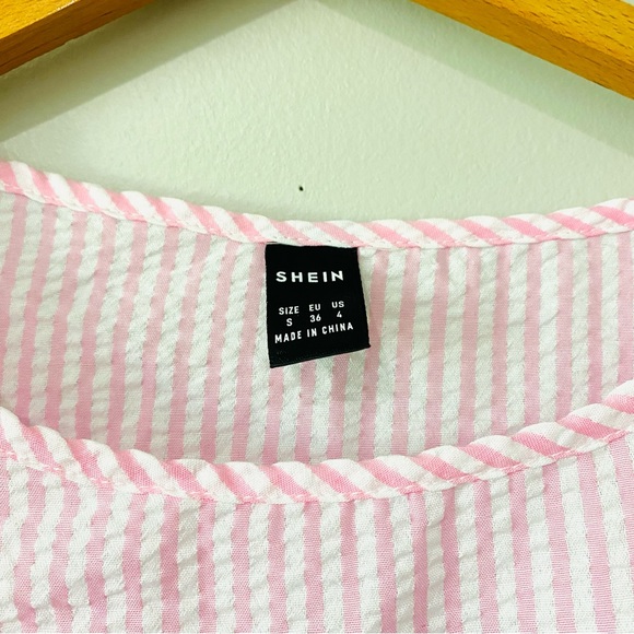 SHEIN Seersucker Babydoll Top Small - Picture 2 of 5